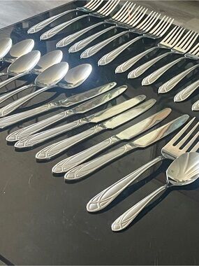 Vtg Pfaltzgraff Stainless Flatware Cutlery Lot Mirage Frost 18/0